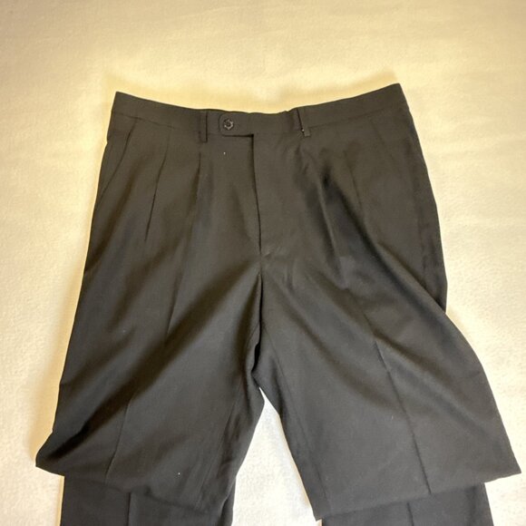Louis Raphael 100% Wool Dress Pant Men 44R 38W Pleated Front Black UnHemmed NWT - Picture 5 of 11